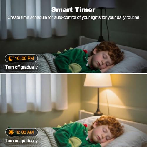 VTimes Smart Light Bulbs, WiFi & Bluetooth Light Bulb, Work with Alexa and Google Home, A19 E26 RGBCW LED Color Changing Light Bulb, 16 Million Colors, Dimmable 2700K-6500K, 9W, 800 Lumens 4 Pack - Image 5