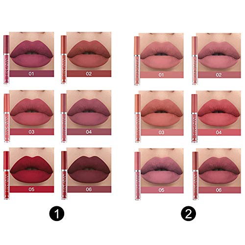 6Pcs Nude Matte Liquid Lipstick Set, Waterproof Long Lasting Non-Stick Cup Nude Lipstick 24 Hour Not Fade Matte Lipstick Professional Lip Gloss Makeup Valentine\'s Day Gifts for Women (Set B) - Image 7