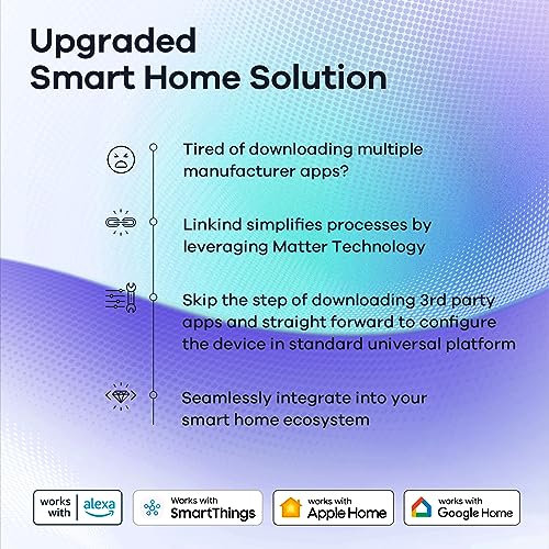 Linkind Matter Smart Light Bulb, Smart Bulbs Work with Apple Home, Siri, Alexa, Google Home, SmartThings, Color Changing Light Bulbs RGTBW Music Sync, Mood Lights, 2.4Ghz WiFi A19 E26 60W 800LM 3 Pack - Image 3