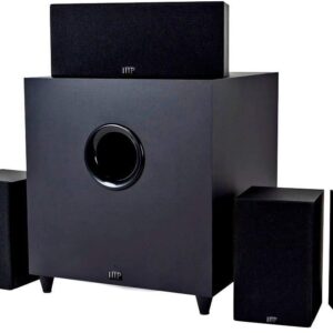 Monoprice Premium 5.1 Channel Home Theater System with Subwoofer – 100 Watt Speakers, 200 Watt Subwoofer, Black