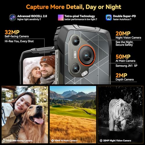 Blackview BL7000 AI 5G Rugged Phone Android 15, 24GB+256GB/2TB MTK Dimensity 6300, 6.78\" FHD+ 120Hz, 50MP + Night Vision 20MP, 7500mAh/33W, Rugged Smartphone Dual SIM/T-Mobile/NFC/OTG/IP69K Waterproof - Image 7