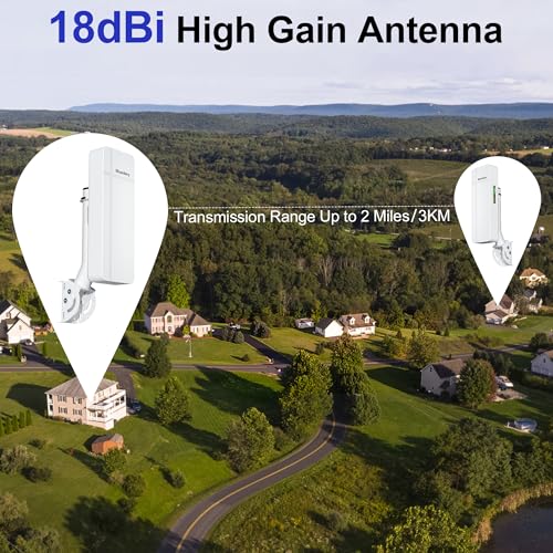 Dual 1Gbps Ethernet Port Point to Point WiFi Extender Long Range Bridge, 5.8GHz 3KM 1000Mbps Starlink WiFi Extender Signal Booster, Outdoor Wireless Bridge with 18dBi High Gain Antenna, 2 Pack - Image 4