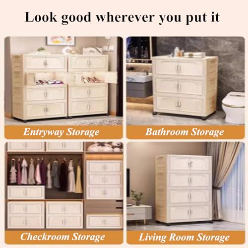 RUJHGL Upgraded Storage Bins with Lids Plastic Foldable Stackable Storage Bins Stackable Clothes Storage Bins with Wheels for Home - Image 7