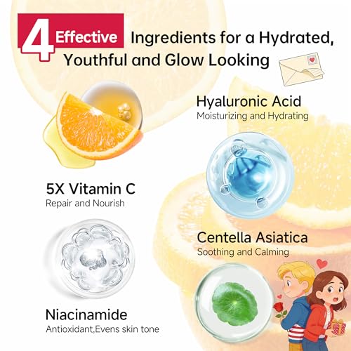 Glown 6-Piece Hydrating Skincare Set with Vitamin C & Niacinamide,Complete Face & Body Care Kit with Cleanser,Toner,Serum,Moisturizer,Eye Cream & Body Lotion | Valentine’s Day Skincare Gift for Women - Image 4