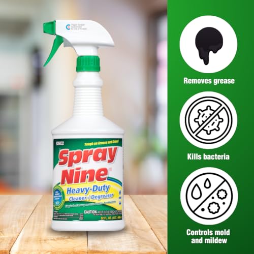 Spray Nine 26832 Heavy Duty Cleaner, Degreaser & Disinfectant for Kitchens, Bathrooms, Yard Equipment, Automotive & Industrial 32 Fl Oz. (Pack of 1) - Image 4