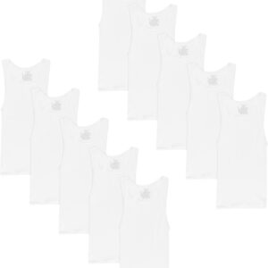 Hanes Boys’ Tank Cotton Undershirt, EcoSmart, 10 Pack, White