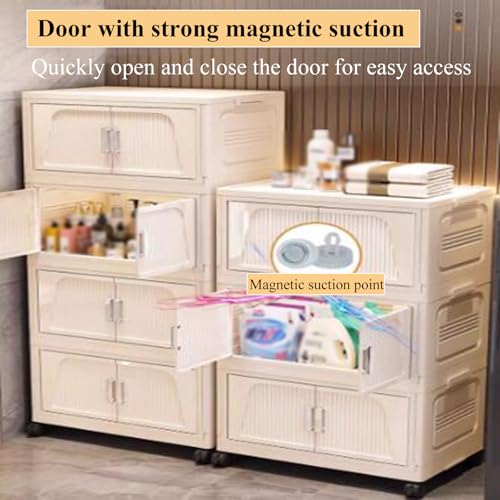 RUJHGL Upgraded Storage Bins with Lids Plastic Foldable Stackable Storage Bins Stackable Clothes Storage Bins with Wheels for Home - Image 5