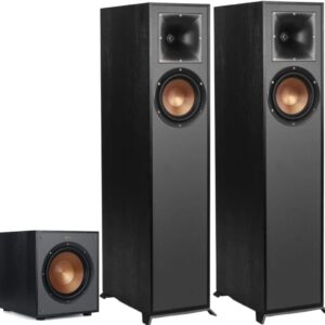 Klipsch Reference R-610F Floorstanding Speakers (Pair) + R-100SW 10″ Powered Subwoofer – Home Theater Tower Speaker & Deep Bass Subwoofer Bundle
