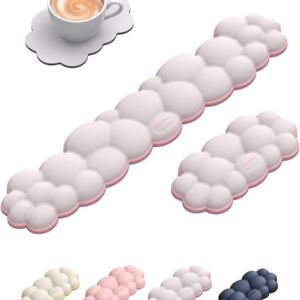 Vaydeer Cloud Keyboard Wrist Rest Set – Ergonomic Memory Foam Wrist Pad for Computer, Laptop & Gaming, Non-Slip Cute Desk Accessories for Office(Keyboard Rest + Mouse Rest + Coaster)