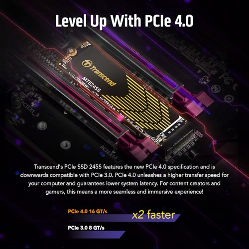 Transcend MTE245 4TB Gaming SSD with Heatsink, Up to 5,300MB/s, for PS5, Desktops, Laptops, M.2 2280 PCIe 4.0 NVMe Gen4x4 Internal Solid State Hard Drive, 3D TLC NAND, High-Speed Internal SSD - Image 5