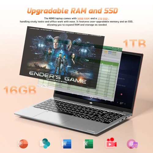 NIMO 15.6" IPS FHD-Student-Laptop, 16GB RAM 1TB SSD Intel N150(Beat i3-10110U, Up to 3.6GHz) Computer with 65W Type-C, Fingerprint, Backlit Keyboard, Wi-Fi 6, BT5.2, for Business and Home - Image 3