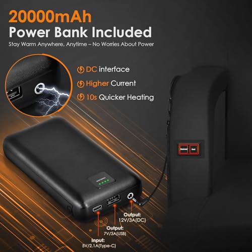 HOPERAN 23" 2pcs Dual-Sided Heated Stadium Seats for Bleachers with Back Support, 20000mAh Power Bank Included Stadium Chair, 3 Levels Heating Stadium Seating for Bleachers Seat with Backrest - Image 3