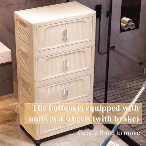 RUJHGL Upgraded Storage Bins with Lids Plastic Foldable Stackable Storage Bins Stackable Clothes Storage Bins with Wheels for Home - Image 6