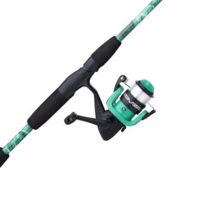 Shakespeare Reverb Spinning Reel and Fishing Rod Combo 5\’6\” 2-Piece Rod, Durable Tubular Glass Rod Blank Construction, EVA Handle