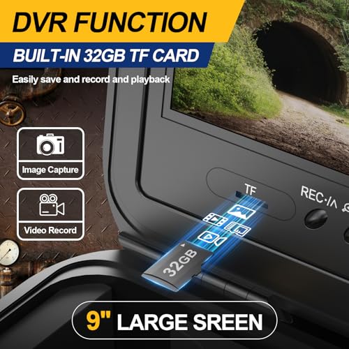 Anysun All in 1 Sewer Camera with Locator & Wheels & Pull Handle, 7MM 300Ft Cable, Self Leveling, Distance Counter, 32GB Card, 9'' HD Monitor, Pipe Drain Inspection Camera IP68 Industrial Borescope - Image 8