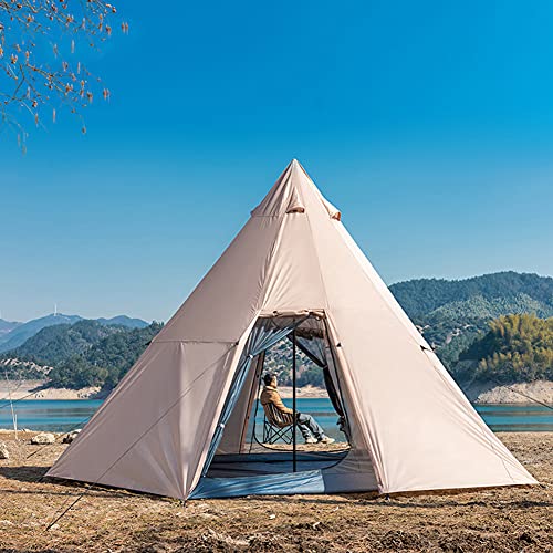 QZQHNYJ Outdoor Indian Tent Ultralight Teepee Tent Family Pyramid Tent for Backpacking, Camping, Hiking, Bushcraft, Travel, Winter Camping (Khaki 460X460X300C - Image 7