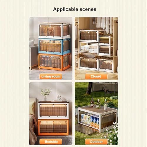 Clear Plastic Storage Box with Lid & Wheels - Stackable Bins for Home Organization - Ideal for Bedroom, Living Room & Office - Apricot Color (62x44x35.5CM) - Image 5