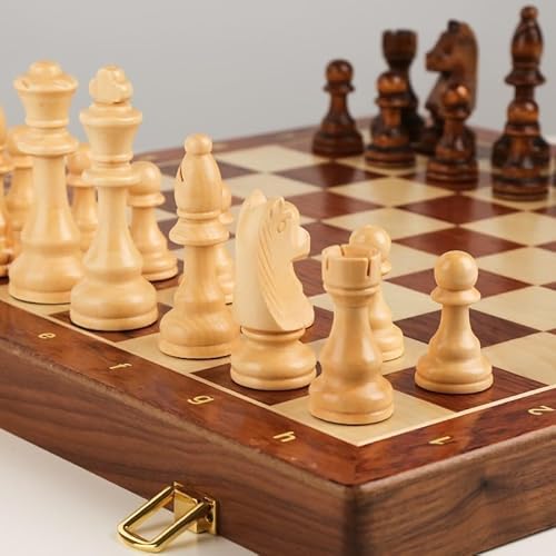 EHVYBDX International Chess Wooden Chess Set Professional Luxury Chess Set Portable Travel Chess Board for Educational Family Birthday Game Chess Gifts - Image 4