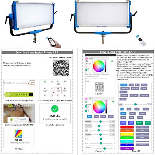 Yidoblo High Brightness 30000lm 5500k RGB led Stage Light Film Studio Video Led Soft Panel Lighting 3200k/4400k/5500k/6500k (AI-3000C 300w RGB Bule & Tripod) - Image 8