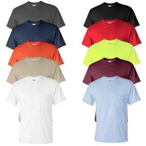 Gildan Mens T-Shirt, Adult Ultra Cotton 6 Oz. Tee with Pocket, Multipack 1I3I6I10 Set of 10, 4XL Multicolor