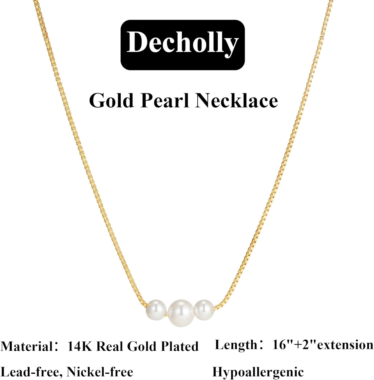 Gold Pearl Necklaces for Women Trendy, 14K Gold Plated Dainty Necklace Simple Layered Pearl Necklaces for Women Trendy Wedding Birthday Jewelry - Image 6