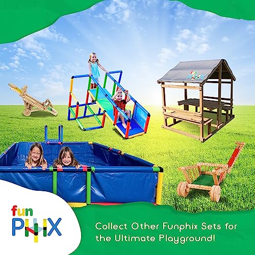 Outdoor Playhouse - Funphix Kids Klubhouse Wooden Playhouse with Table & Benches - Multifunctional Toy for Fun Play & Learning - Durable & Easy to Assemble Backyard Playground Set - Image 7