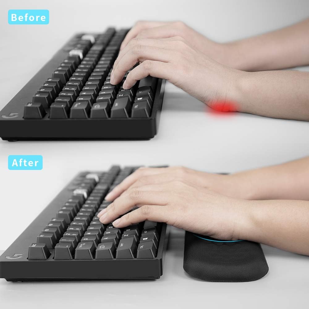 Vaydeer 60%-75% Keyboard Wrist Rest, Memory Foam Hand Rest Support Pad Padded for Office, Computer, Laptop, Mac Typing and Wrist Pain Relief and Repair(14.17inch,Black) - Image 2