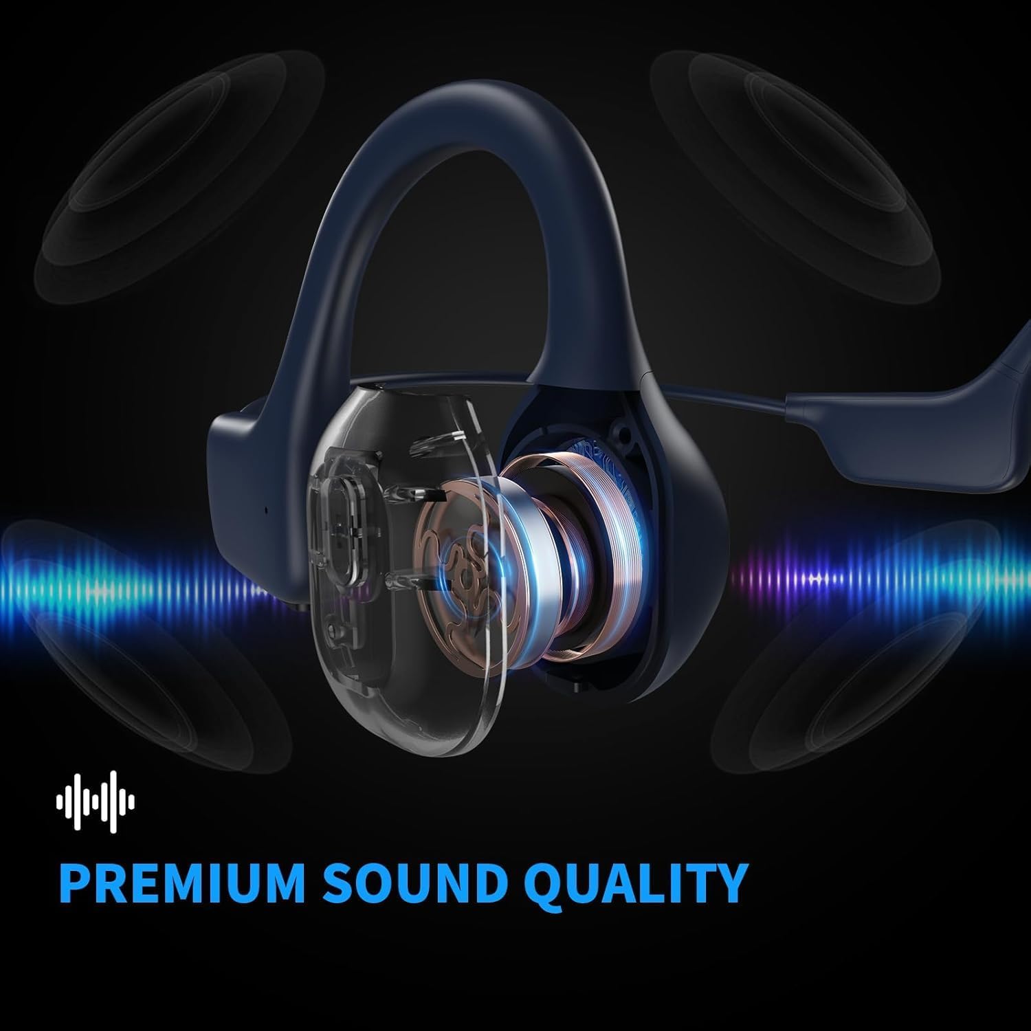 2026 Upgrade Bone Conduction Headphones-SwimBeats, IP68 Waterproof Swimming Headphones| 32GB Storage| BT 6.0| 28g Lightweight| 8H Battery, Open-Ear Headphones for Swimming, Running, Cycling(Indigo) - Image 7