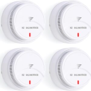 Smoke Detector 4 Pack,Fire Alarms Smoke Detectors with Photoelectric Technology with LED Lndicator and Test Button,Smoke Alarm for Home,Bedroom,Kitchen