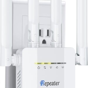 2026 New WiFi Extender Signal Booster, Long Range up to 13355Sq.ft, Wireless Internet Repeater Routers Signal Amplifier for Home, Office, Garage, 8X Faster Access Point with Ethernet Port, 1-Tap Setup