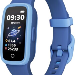 Kids Fitness Tracker Watch with Amoled Screen, Activity Tracker No Phone Needed, Heart Rate and Sleep Monitor, 3ATM Waterproof, Pedometer, Alarm Clock, Games, Step Counter Watch for Boys 5-10