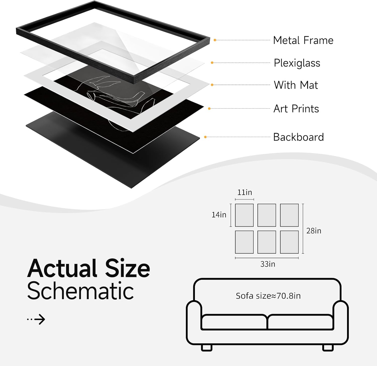 Framed Boho Black and White Brown Modern Abstract Wall Art for Living Room, Set of 6 Bohemian Wall Hanging Artwork, Minimalist Sun Geometric Pictures for Bedroom Office Bathroom Wall Decor 11x14 Inch - Image 7