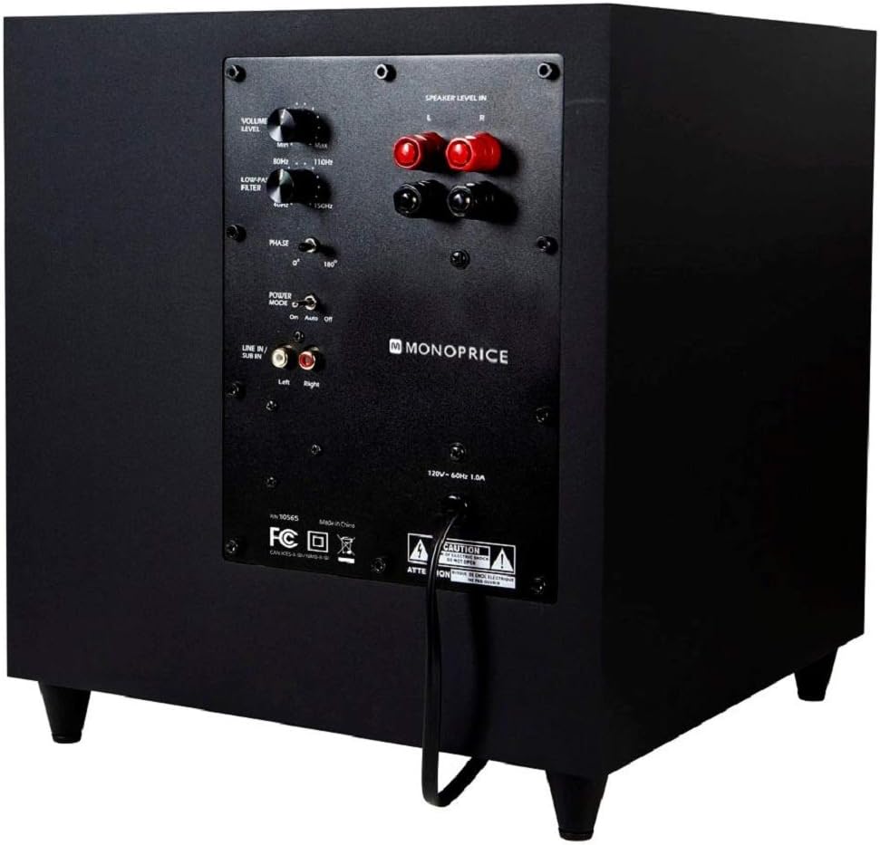 Monoprice Premium 5.1 Channel Home Theater System with Subwoofer - 100 Watt Speakers, 200 Watt Subwoofer, Black - Image 4