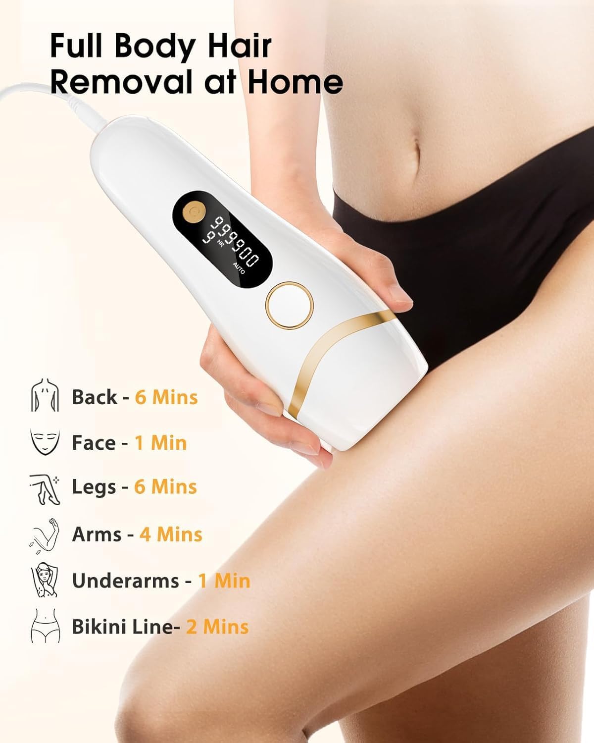 LYSMOSKI IPL Laser Hair Removal At Home Hair Removal for Women and Men Laser Hair Removal Device Pain-Free System for Lasting Hair Reduction on Face, Armpits, Bikini Area - Image 5