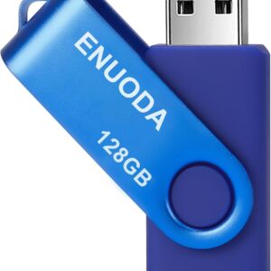 128GB Flash Drive ENUODA Thumb Drive 128GB Swivel Design USB 2.0 Memory Stick Data Storage Jump Drive Pen Drive for Laptop PC Computer (1 Pack, Blue)