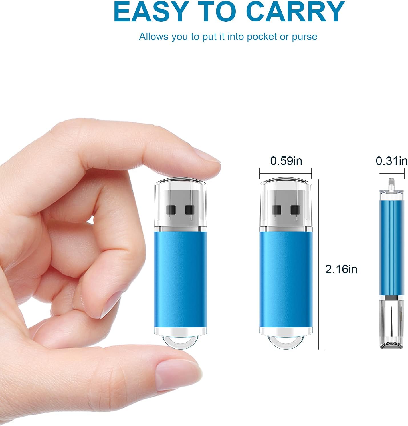 TOPESEL 128GB USB 3.0 Flash Drive, High Speed Thumb Drive USB Flash Drive USB Memory Stick for Data Storage (Blue) - Image 4