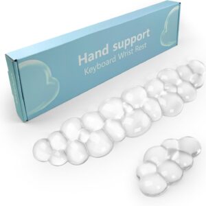 Gel Cloud Keyboard and Mouse Wrist Rest, Cute Wrist Support and Arm Support Keyboard Rest for Keyboard and Mouse Typing Pain Relief，Suitable for Office/Computer/Laptop/Gaming（White）