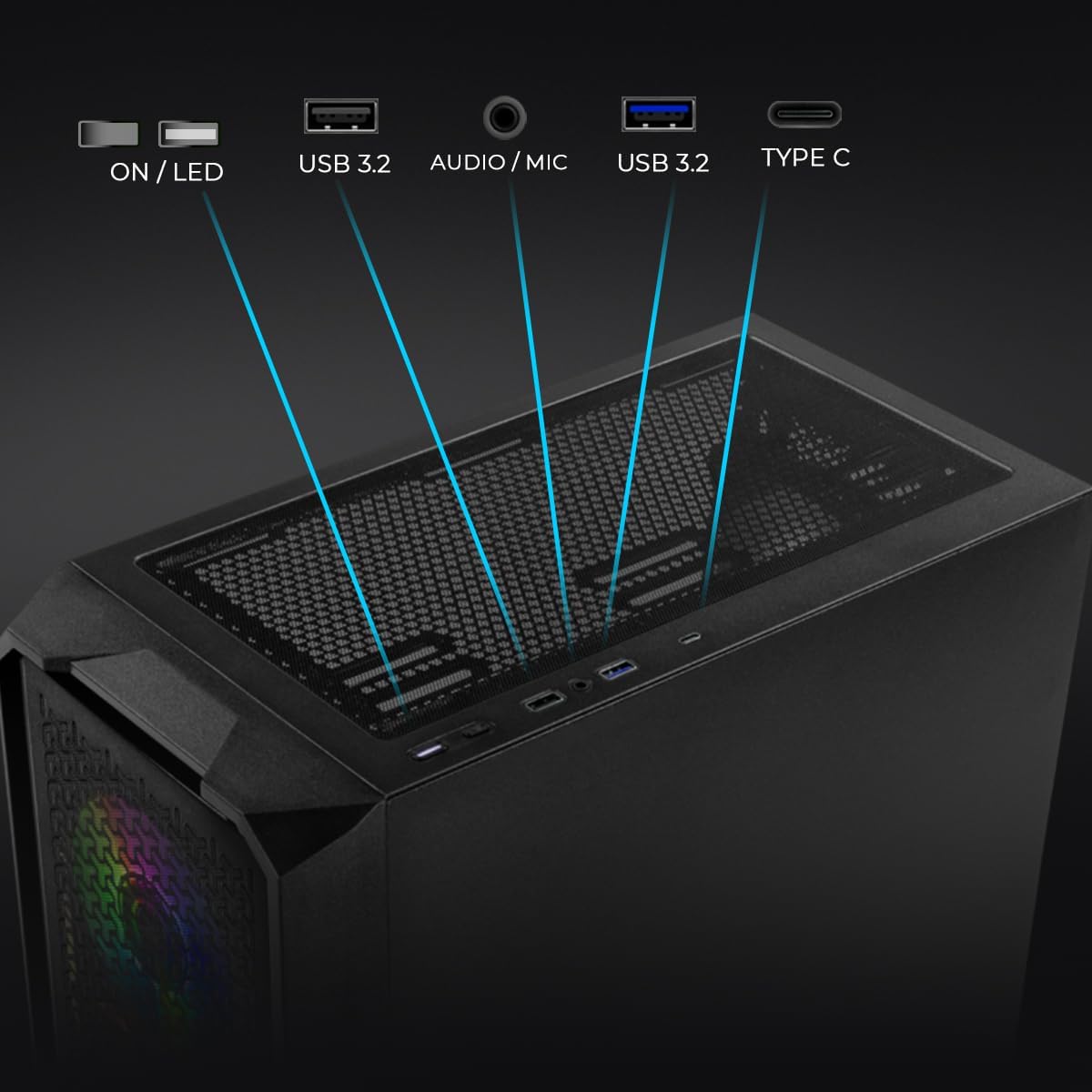 YEYIAN Gaming PC. Core i5 14400F, RTX 5060 8GB GDDR7, 2TB NVMe, 32GB DDR5, PSU, 650W 80+ Gold. Model YPI-VA44F0C-5603U - Image 7