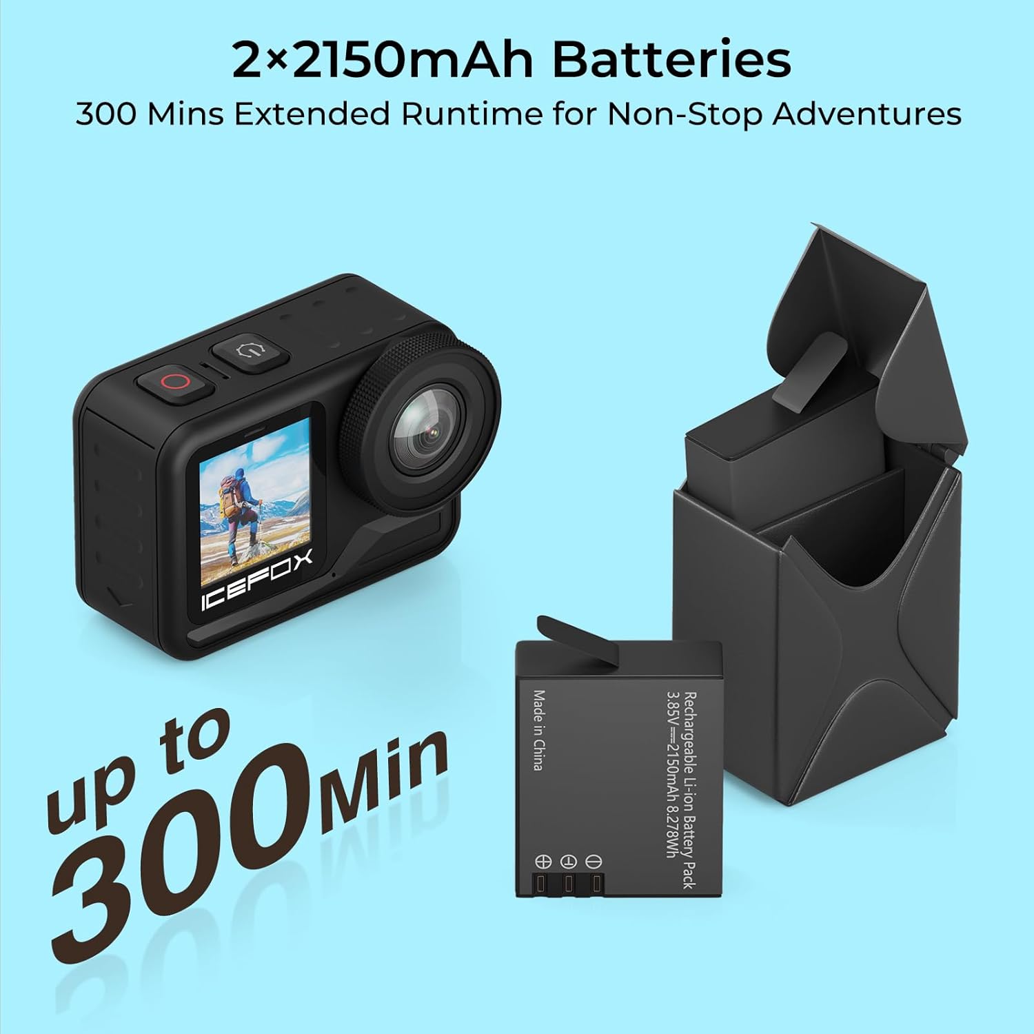 icefox i7 Action Camera 4K 60FPS 30MP with 2X 2150mAh Batteries, Underwater Camera with 5X Zoom, EIS, Powered by Snappro App,Support Video&Photo Editing,Waterproof, WiFi Remote Control - Image 3