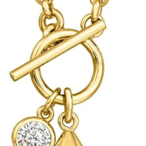 Ross-Simons 14kt Yellow Gold-Plated Teardrop Toggle Necklace With .80 Carat Cz. 18 inches