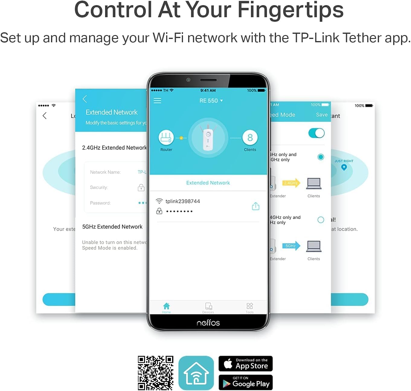TP-Link AC1900 WiFi Range Extender RE550 | Dual-Band Wireless Repeater Amplifier w/Gigabit Ethernet Port | Up to 2200 Sq. Ft., 32 Devices | Internet Signal Booster | APP Setup | EasyMesh Compatible - Image 6