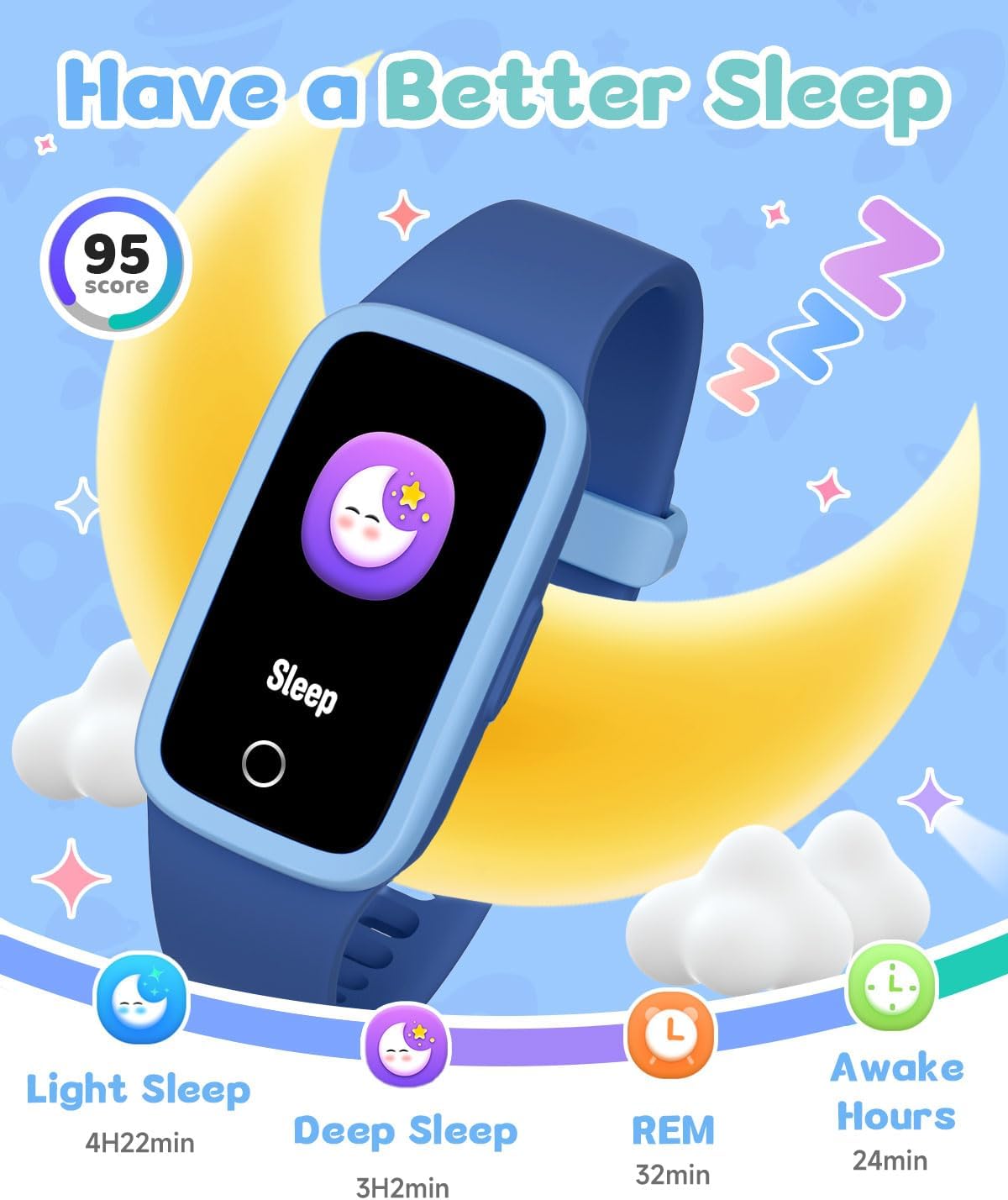 Kids Fitness Tracker Watch with Amoled Screen, Activity Tracker No Phone Needed, Heart Rate and Sleep Monitor, 3ATM Waterproof, Pedometer, Alarm Clock, Games, Step Counter Watch for Boys 5-10 - Image 6