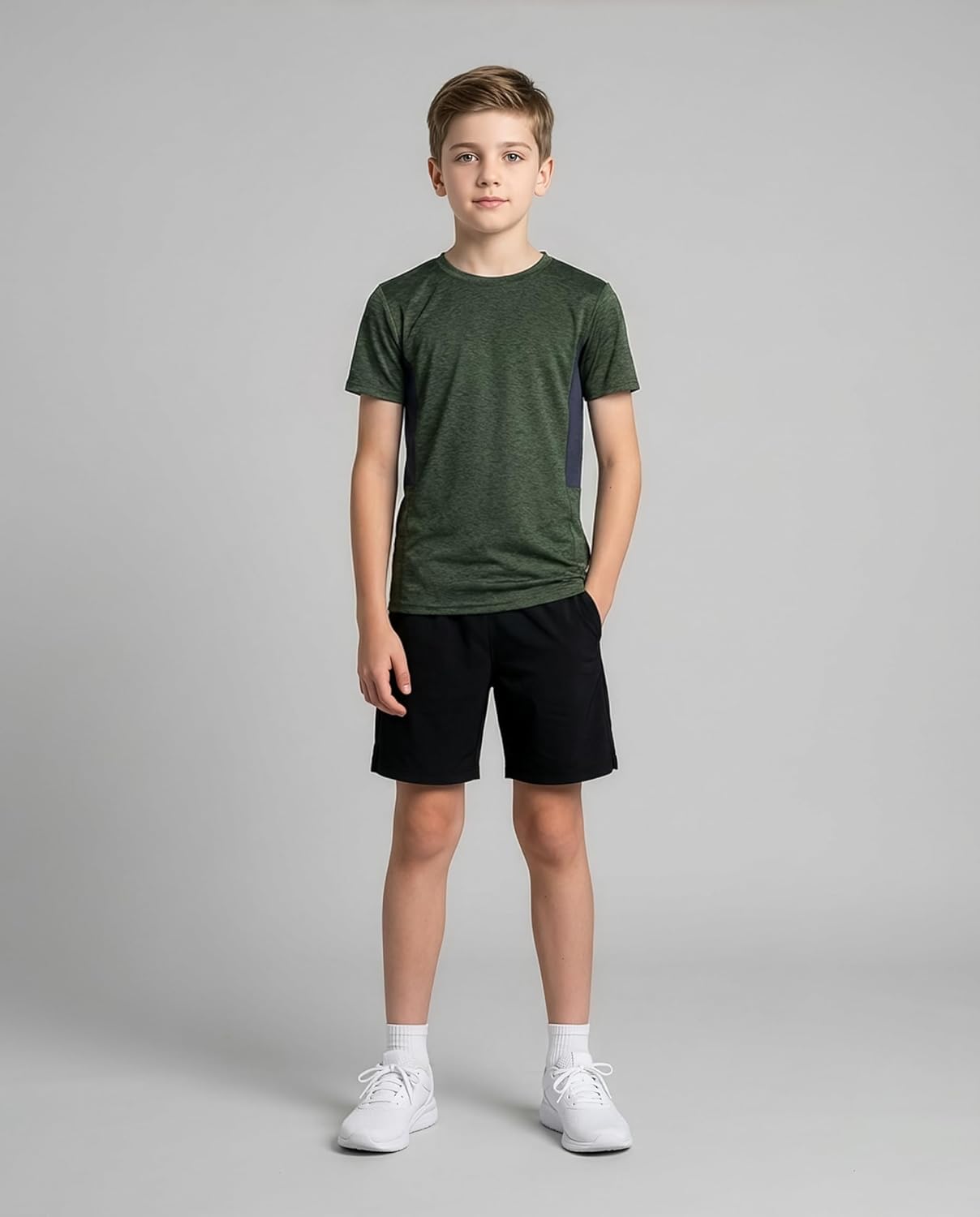 Real Essentials 5 Pack: Youth Dry-Fit Wicking Active Athletic Performance Short Sleeve T-Shirt Boys & Girls Shirts - Image 4