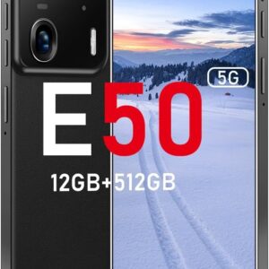 E50 Ultra Unlocked 5G Phone 2025 Android 13 Smartphone 48MP+108MP Dual Camera 6.8-inch HD Display 12GB RAM+512GB Storage 10-Core Dual-SIM Smartphone 6800mAh Long-Lasting Battery Android Phone(Black)