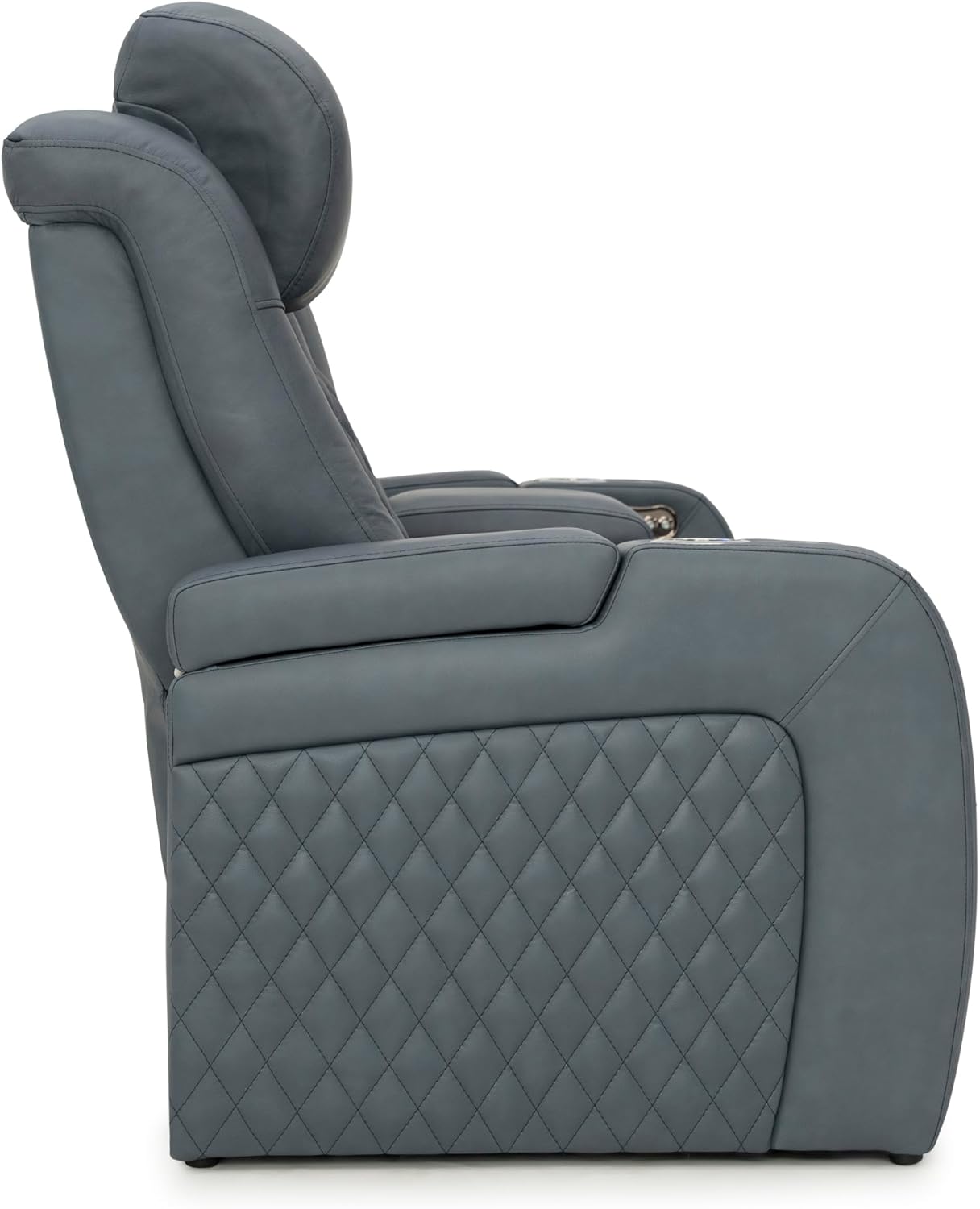 Seatcraft Anthem Italian Leather Sofa w/Fold-Down Table, Living Room, Power Headrest, Power Recline, Smokey Blue - Image 6