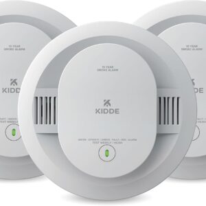 Kidde Smoke Detector, 10-Year Battery Powered, LED Warning Light Indicators, 3-Pack
