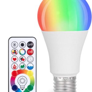 SUNNEST LED Color Changing Light Bulb, 820LM Dimmable E26 10W RGBW, Mood Light Bulb with Timing Remote, 120 Colors Screw Base Lights for Home Decor, Bedroom, Stage, Party