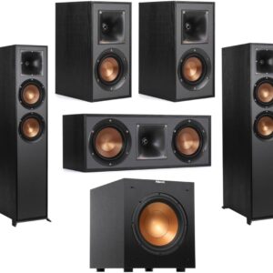 Klipsch Reference R-625FA 5.1 Home Theater Pack, Black Textured Wood Grain Vinyl