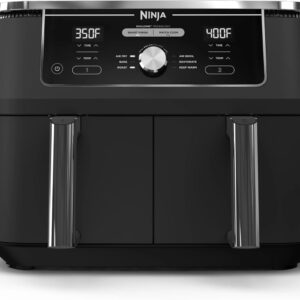 Ninja DZ401 Foodi 10 Quart 6-in-1 DualZone XL 2-Basket Air Fryer with 2 Independent Frying Baskets, Match Cook & Smart Finish to Roast, Broil, Dehydrate for Quick, Easy Family-Sized Meals, Grey