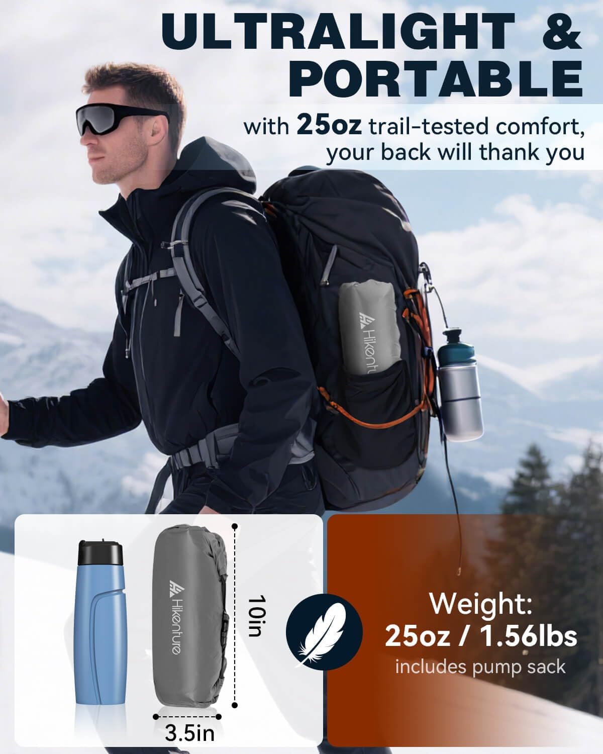 Hikenture Camping Sleeping Pad with 6.2 R-Value, Ultralight Camping Mattress for All Season, Compact & Insulated Sleeping Mat for Backpacking,Hiking,Outdoor - Image 3